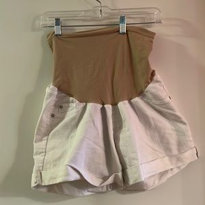 Indigo Blue size Large Maternity White Jean shorts